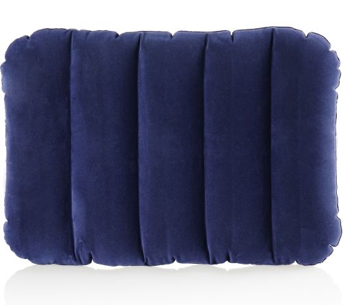Туристична надувна подушка Intex Inflatable Pillow 68672 47x30 см флокірована для плавання і подорожей Накладка під голову для кемпінгу синя
