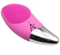 Электрическая силиконовая щетка массажер Sonic Facial Brush BR-020 для массажа лица, Щетка для чистки и умывания лица с вибрацией от USB Розовая