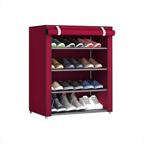Складная тканевая полка шкаф для хранения обуви Shoe Cabinet A-5 90x56x27 см 4 полки, Пылезащищенная полка органайзер каркасный 5556 HCX 7688