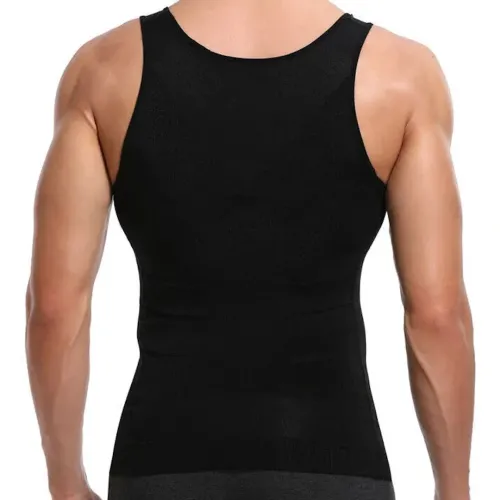 Стягуюча майка для чоловіків Slim'n Lift men коригуюча чоловіча білизна Black, чоловіча коригуюча майка Слім енд ліфт фо Мен Чорна