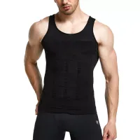 Стягуюча майка для чоловіків Slim'n Lift men коригуюча чоловіча білизна Black, чоловіча коригуюча майка Слім енд ліфт фо Мен Чорна