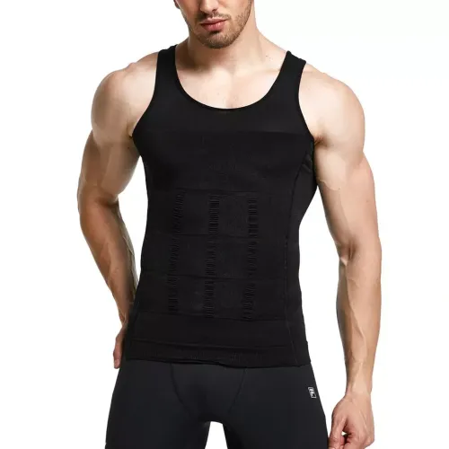 Стягуюча майка для чоловіків Slim'n Lift men коригуюча чоловіча білизна Black, чоловіча коригуюча майка Слім енд ліфт фо Мен Чорна