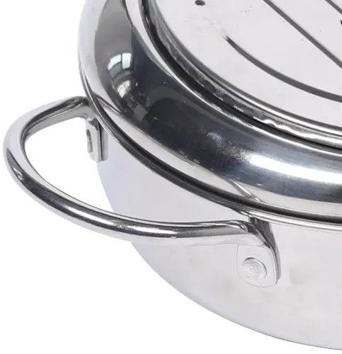 Фритюрниця на плиту Fryer Pot 2,2 л з масляним термометром і піддоном для зливу масла Каструля для фритюру з кришкою з нержавіючої сталі для кухні