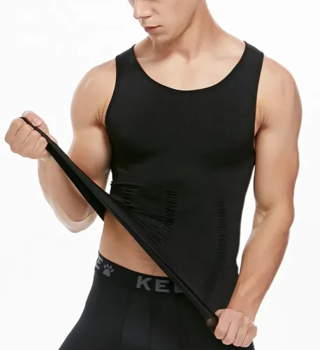 Стягуюча майка для чоловіків Slim'n Lift men коригуюча чоловіча білизна Black, чоловіча коригуюча майка Слім енд ліфт фо Мен Чорна