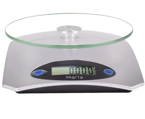Кухонні електронні ваги Domotec MS-KE5 від 1г до 5 кг Air Glass скляні до 5кг Domotec з LCD-дисплеєм і автоматичним вимкненням Сірі