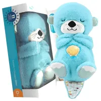 Світна дихаюча Видра Fisher Price FXC66 30 см з диханням для сну дітей, м'яка плюшева іграшка музичний нічник від батарейок Блакитна