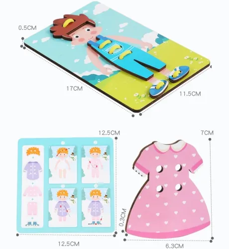 Розвиваючий конструктор Personages Threading Plate MZM15 38 деталей із зображенням персонажів з дерева, Головоломка створення персонажа для дітей