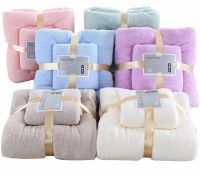 Комплект полотенец для лица, рук и ног Home Textiles 2 штуки, Подарочный набор банное полотенце 70x140, 35x75 см полотенца из микрофибры для ванной