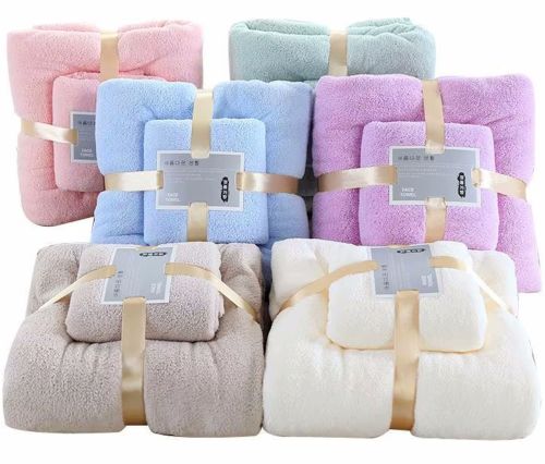 Комплект полотенец для лица, рук и ног Home Textiles 2 штуки, Подарочный набор банное полотенце 70x140, 35x75 см полотенца из микрофибры для ванной