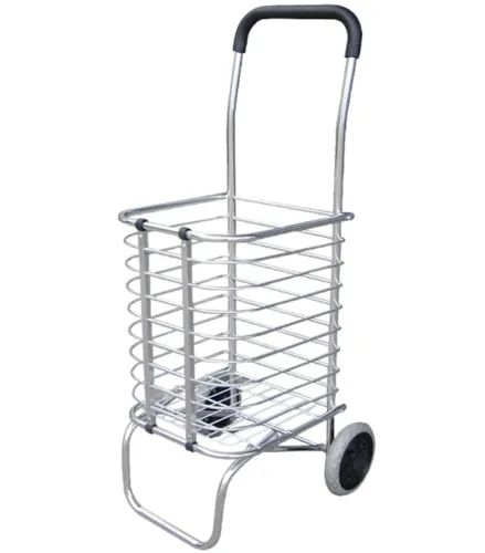 Складна візок Shopping Cart XS-2 з кошиком для покупок до 65 кг 42x39x91 см, Побутова розкладна тачка кошик на колесах з ручкою срібляста