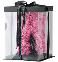 Маленький ведмедик з штучних 3D троянд Teddy Bear de Luxe 25 см Pink, Рожевий ведмідь Тедді