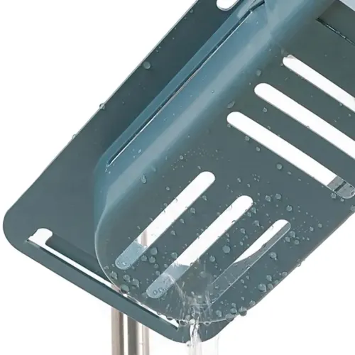 Раздвижная полка органайзер для раковины Sink rack AD-1792 для губки и тряпок, Телескопическая полочка сушилка полотенца на мойку LY-567 Темно-синяя