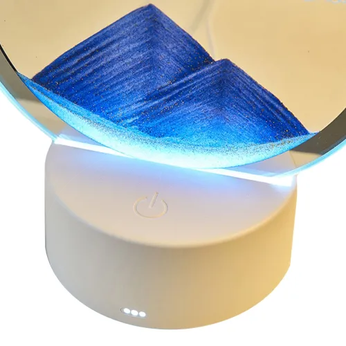 Настольная светодиодная лампа ночник RGB Песочные горы 3D Sandscape с LED подсветкой 7 режимов и подставкой, движущиеся часы с сыпучим песком