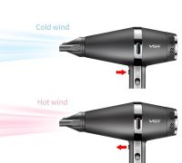 Професійний фен VGR V-451 для сушіння і укладання волосся з негативними іонами з 3 насадками, електричний фен з холодним обдувом Чорний