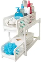 Універсальна стійка органайзер Portable 2 Tier Basket Drawers з висувними ящиками полицями для зберігання ємностей дрібниць полку підставка у ванну