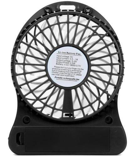 Настільний міні вентилятор Mini Fan XSFS - 01 USB з акумулятором 4.5 W Black, портативний охолоджувач повітря на підставці з Led ліхтариком Чорний