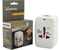 Універсальний мережевий перехідник штекер в розетку 1000 mA Universal adaptor SL-823 2USB, Адаптер для розетки EU UK US CA Japan з юсб для подорожей