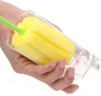 Универсальная губка с длинной ручкой Sponge Cleaning Remiling для мытья бутылок и высоких стаканов, Кухонная убчатая щетка для чистки посуды