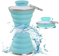 Складная силиконовая бутылка Folding travel water cup 9588 0.5 л Бирюзовая, Спортивная мягкая бутылка чашка для воды