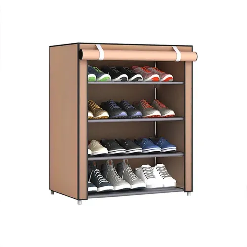 Складная тканевая полка шкаф для хранения обуви Shoe Cabinet A-5 90x56x27 см 4 полки, Пылезащищенная полка органайзер каркасный 5556 HCX 7688