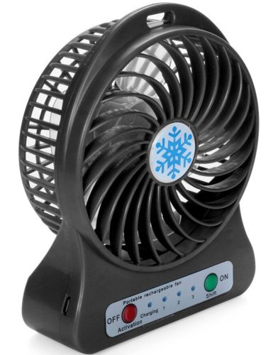 Настільний міні вентилятор Mini Fan XSFS - 01 USB з акумулятором 4.5 W Black, портативний охолоджувач повітря на підставці з Led ліхтариком Чорний