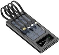 Зарядний пристрій Power bank YM-485 Solar 10000 mAh C набором кабелів 4в1 зовнішній акумулятор на сонячній батареї Type - C MicroUSB Lightning