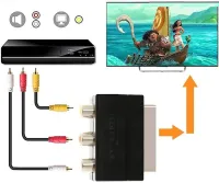 Універсальний перехідник SH-3009 SCART - 3 RCA + S-VIDEO з перемикачем, аудіо відео адаптер 21 пін скарт на 3 тюльпана для телевізора і приставки