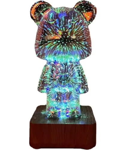 Проекційний світлодіодний rgb світильник ведмідь феєрверк Atmosphere Light YD-340, акриловий нічник 3D ведмедик феєрверк 7 кольорів MAG-732 від USB
