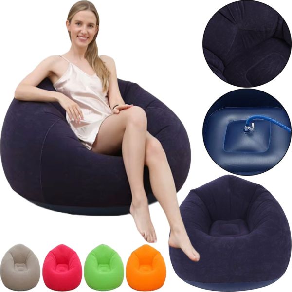 Надувне крісло диван Intex Beanless Bag 68579 до 150 кг для відпочинку, велюровий Одномісний пуфик груша Air Sofa XL-1133 KR-1 для дому та вулиці