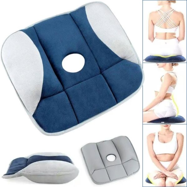 Ортопедична подушка Pure Posture HSM-50402 для розвантаження спини хребта, антиалергенна подушка для сидіння на стілець, крісло в машину синя 