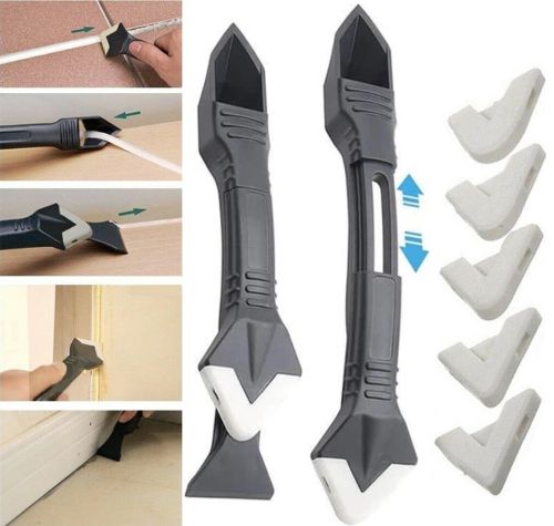 Пластиковый силиконовый шпатель скребок для герметика и силикона Silicon Trowel Scraper GS-3991P, Набор из 5 насадок для удаления заделки швов