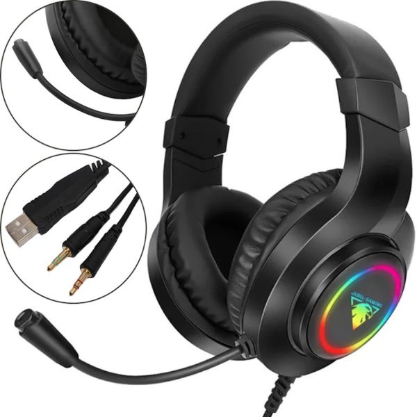 Ігрові дротові навушники Jedel GH - 248 з мікрофоном і RGB підсвічуванням для ПК, геймерські повнорозмірні навушники для комп'ютера і ноутбука 97130