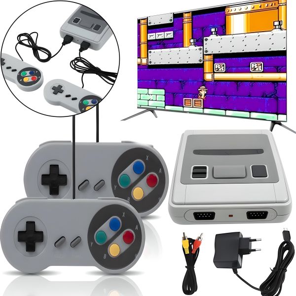 Портативна ігрова ретро приставка Dendy 620 ігор Денді 8 Bit Super Mini SFC, Дитяча консоль 8 біт з двома джойстиками і вбудованими іграми Сіра
