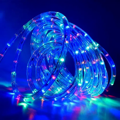 Світлодіодна гнучка гірлянда Дюралайт Rope Lights G-38 10 м вулична і внутрішня кольорова LED гірлянда з RGB контролером від мережі Multicolor 3528