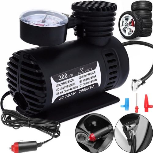 Електричний Автомобільний компресор 300 PSI 10-12amp 25л ji030 повітряний насос для автомобіля, Автокомпресор для підкачки коліс машини чорний