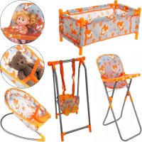 Дитячий набір Baby Play House CS0849 Лисички для ляльки та іграшок гойдалки манеж шезлонг гойдалка і стільчик для годування, Комплект для ляльок