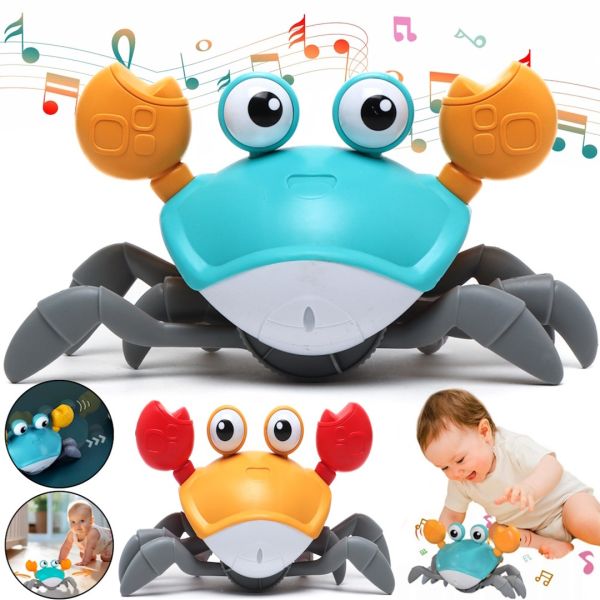 Дитяча інтерактивна іграшка Краб Cartoon Crab HX155C бігаючий робот, краб-утікач з детектором перешкод, звуковими і світловими ефектами на батарейках