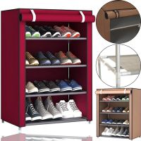 Складная тканевая полка шкаф для хранения обуви Shoe Cabinet A-5 90x56x27 см 4 полки, Пылезащищенная полка органайзер каркасный 5556 HCX 7688