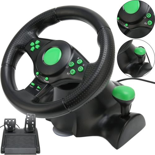 Універсальний ігровий кермо Vibration Steering Wheel 3 в 1 з педалями і коробкою передач для PC / PS2 / PS3, мультимедійний спортивний кермо для ПК