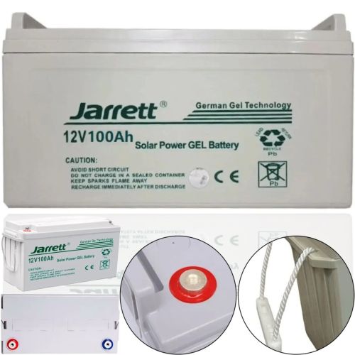 Универсальный гелевый аккумулятор Jarrett GEL 12V 100Ah для котла и солнечных панелей, Аккумуляторная батарея 12В 100Ач для систем электропитания
