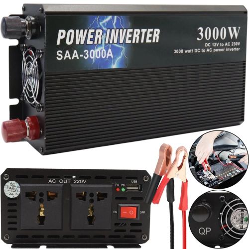 Автомобільний інвертор напруги UKC SSK SSA-3000A 12V-220V 3000W з функцією плавного пуску, авто перетворювач напруги струму 12В 220В 3000Вт