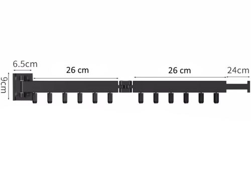 Настінна складна сушарка Wall Clothes Drying Rack на 2 секції 56 см для сушіння одягу до 30 кг, Вішалка з петлями для білизни з алюмінієвого сплаву