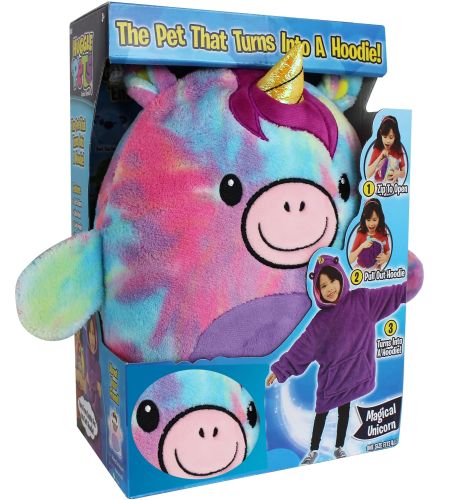 Подушка худі для дітей Huggle Pets Hoodie 2 в 1 плед-кофта до 140 см, іграшка трансформер з капюшоном, дитяча толстовка, іграшка-худі з рукавами 