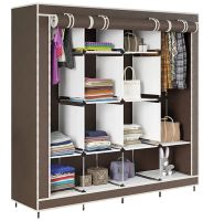 Складаний тканинний шафа для одягу Storage Wardrobe 88170 на 4 секції, 170х45х175, каркасний органайзер гардероб для взуття та речей на 12 полиць