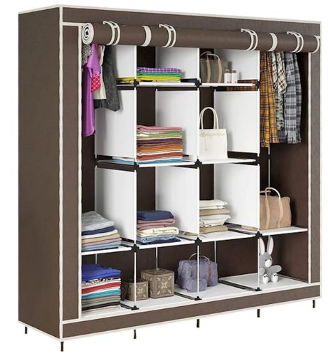Складаний тканинний шафа для одягу Storage Wardrobe 88170 на 4 секції, 170х45х175, каркасний органайзер гардероб для взуття та речей на 12 полиць