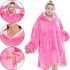 Толстовка-плед з капюшоном Huggle Hoodie Ultra Plush Blanket 2в1 унісекс оверсайз худі плюшевий плед з рукавами на флісі 74х110 см рожева