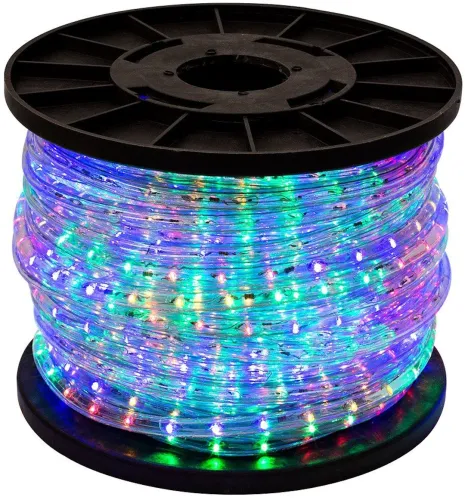 Світлодіодна гнучка гірлянда Дюралайт Rope Lights G-38 10 м вулична і внутрішня кольорова LED гірлянда з RGB контролером від мережі Multicolor 3528