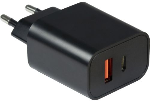 Мережевий зарядний пристрій Fast Charge USB Type-C UKC PD-889 Black блок живлення на 2 порти, адаптер зарядка для телефону смартфона Android Чорний
