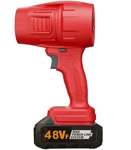 Акумуляторна повітродувка фен Jet Pro Maxx Blower 48V для прибирання снігу та листя з 2 акумуляторами, Бездротова дуйка для видалення пилу Червона