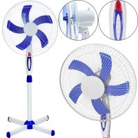Підлоговий вентилятор Wimpex WX-1612 40 см stand fan 16" 100W з регулюванням висоти, Безшумний вентилятор Вімпекс 100Вт на підлогу 3 швидкості Білий